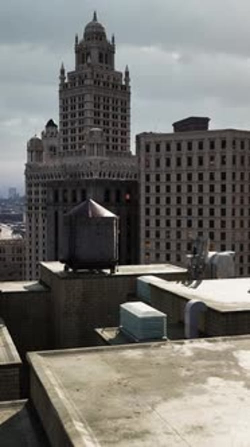 View of the Towering Buildings and Rooftops in the Cityscape of Manhattan