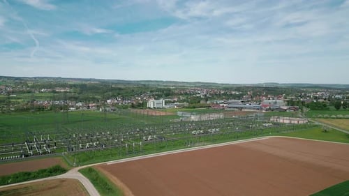 Hydroelectric power station and electric substation with high voltage cables