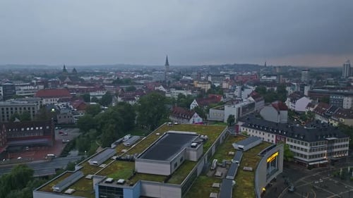Aerial view of Osnabrück’s old town center in Germany