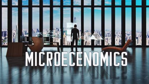 Futuristic Business Data Interface with MICROECONOMICS Text Reveal