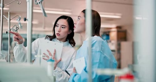 Female Scientists Discussing Research in Laboratory