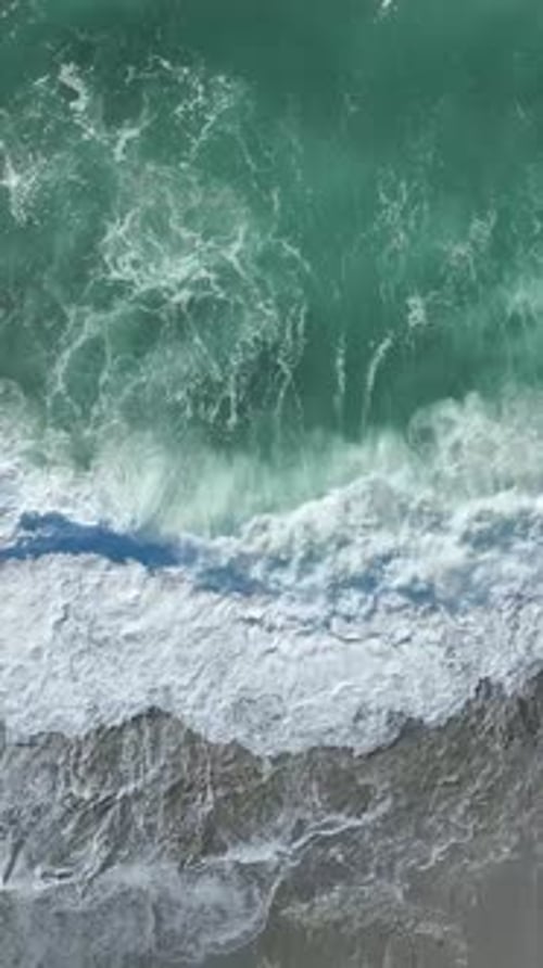 Vertical Video Violent Waves and White Foam Splashing in the Mediterranean Sea During a Strong Storm