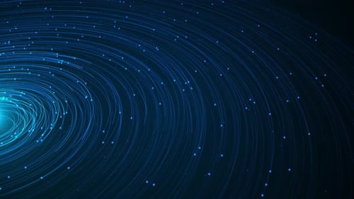 Bokeh de partículas de flujo de big data cibernético. Túnel de datos digitales. Red neuronal digital de flujo de información
