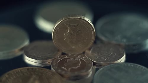 video of vintage rare coins, retro money edition, old gold, on a 360 rotating stand, 120 fps hyper s