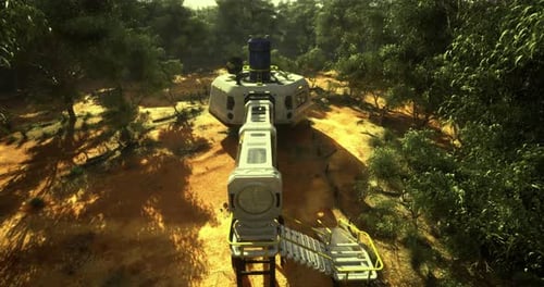 Exploring a Futuristic Habitat Nestled in a Lush Forest Environment