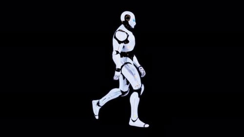 Futuristic Humanoid Robot Walking Seamless Loop Animation