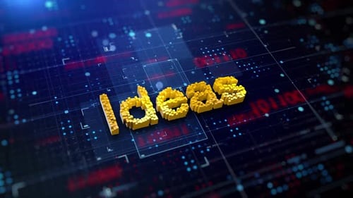 Futuristic Digital Ideas Text Animation on Circuit Board