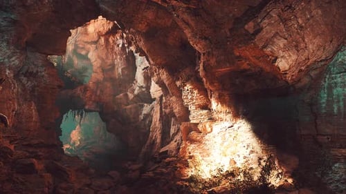 A Cave Filled with Lots of Rocks and Water