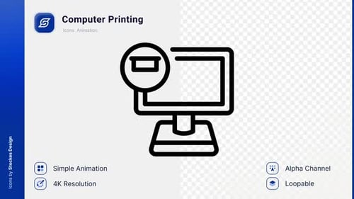 Minimalist Computer Printing Animated Icon