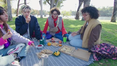 Friends Enjoying a Picnic in the Park