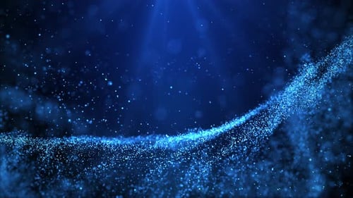 Abstract Blue Digital Particles Flowing Wave Animation Background