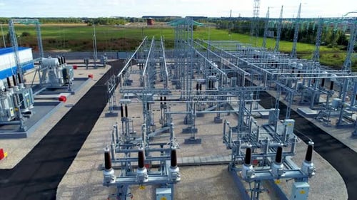 High Voltage Station with Ceramic and Porcelain Insulators