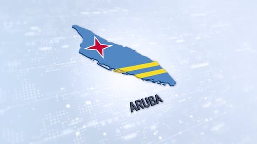 Aruba Map with Flag Digital Background Animation