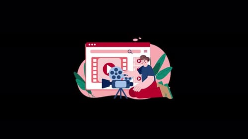 Ilustración de un creador de vídeo con una cámara de cine