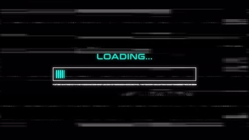 Futuristic Cyberpunk Loading Bar with glitch distortion effect