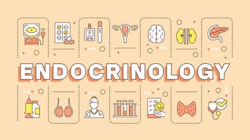 Endocrinology Medical Icons Animated Flat Design Title Reveal