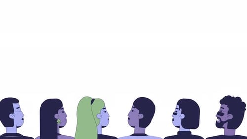 Diverse Group of Illustrated People Looking Up Flat Design Animation