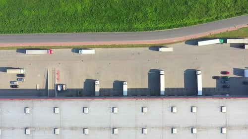 Distribution logistics buildings and industrial area - aerial view