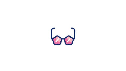Flat Design Animated Flower Sunglasses Icon