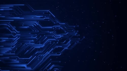 Animated Futuristic Blue Circuit Board Digital Technology Background