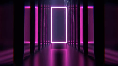Pink Elegant Neon Alien Endless Corridor Background Vj Loop I 4K