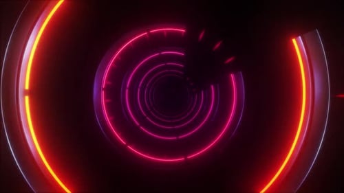 Dynamic neon light tunnel abstract background for futuristic design projects