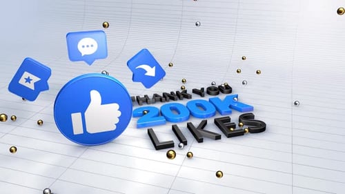 3D Social Media Thank You 200K Likes Celebration Animation