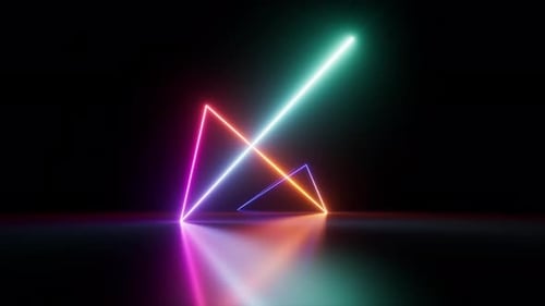 abstract futuristic background, geometric neon line glowing in the dark