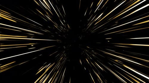 Golden Hyperspace Warp Speed Animation with Glowing Abstract Streaks
