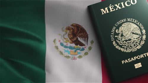 Mexico Passport And Mexico Flag
