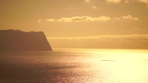 Sea Water Surface Aerial View on Golden Sea Water at Sunset Sun Glare Abstract Nautical Summer Ocean