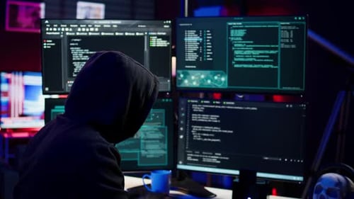 Un hacker utilise un PC pour voler des données ciblant des systèmes de sécurité non corrigés