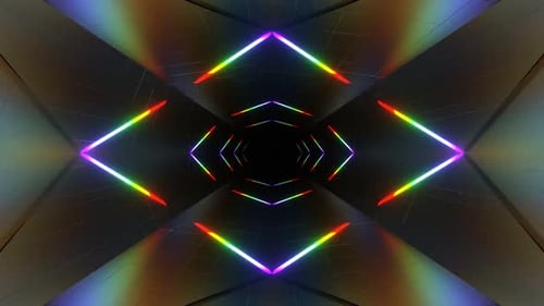 Rainbow Neon Light Tunnel Background Vj Loop In HD