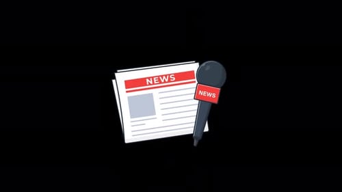 Animated Newspaper with Microphone. Print Media Concept Video - Transparent
