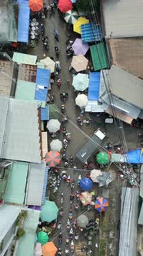 Aerial Of Local Street Market Near Duong Dong Port On Phu Quoc Island Vietnam