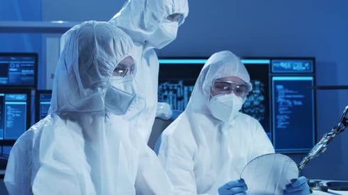 Group of Professional Engineer is Developing a Modern Microprocessor in a Futuristic Laboratory