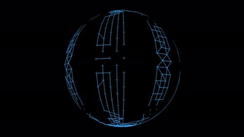 Abstract Digital Wireframe Sphere Rotating Loop