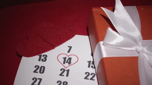 Romantic Valentine's Day Gift, Calendar, and Hearts