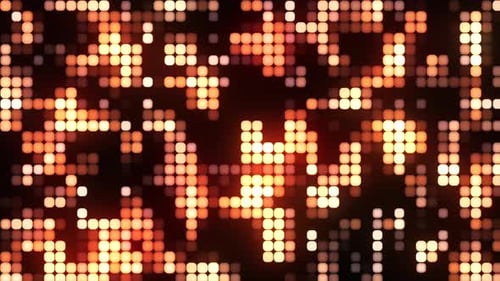 Bright golden disco background. Animated disco wall flashing lights. Night club VJ stage performance