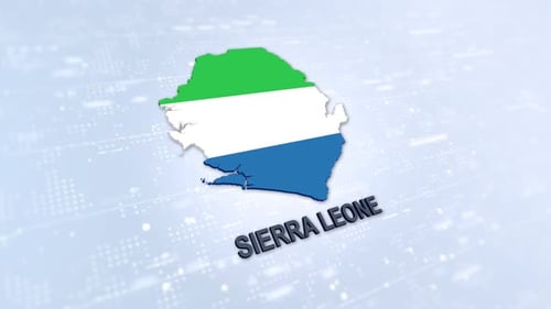 Animated 3D Map of Sierra Leone with Flag and Country Name