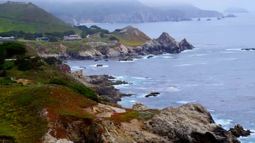 Monterey Bay California, Big Sur Pacific Coast Highway Landscape by Aerial Drone