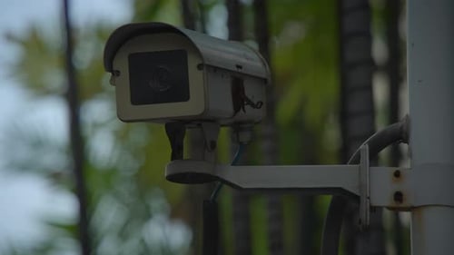Surveillance Camera Mounted on Pole