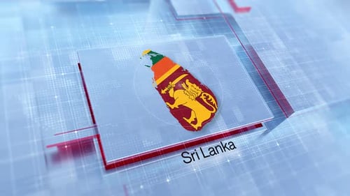 Futuristic Animated Map of Sri Lanka with Digital Grid Overlay