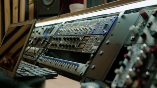 Remote Control Mixer Adjust Sound Volume Level Music Creation Equalizer Buttons Recording Studio