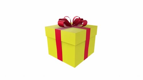 Gift Box rotating in loop on white background