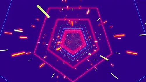 Pentagon Fun Retro Neon Tunnel Background
