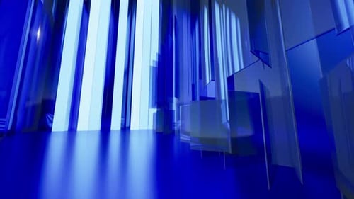 Blue Abstract Background Of Vast Digital Horizon With Glass Sheets
