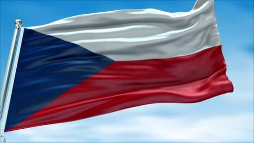 Czech Republic Flag Waving with Realistic Fabric Movement