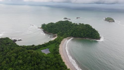 A Stunning Aerial View Showcasing Playa Manuel Antonio in Beautiful Costa Rica