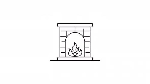 Minimalist Fireplace Animation with Flickering Flames and Radiating Warmth